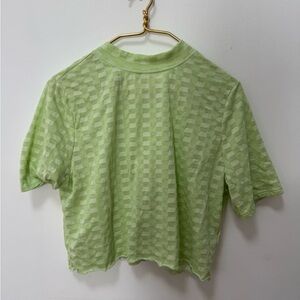 Free people crop checkered green shirt